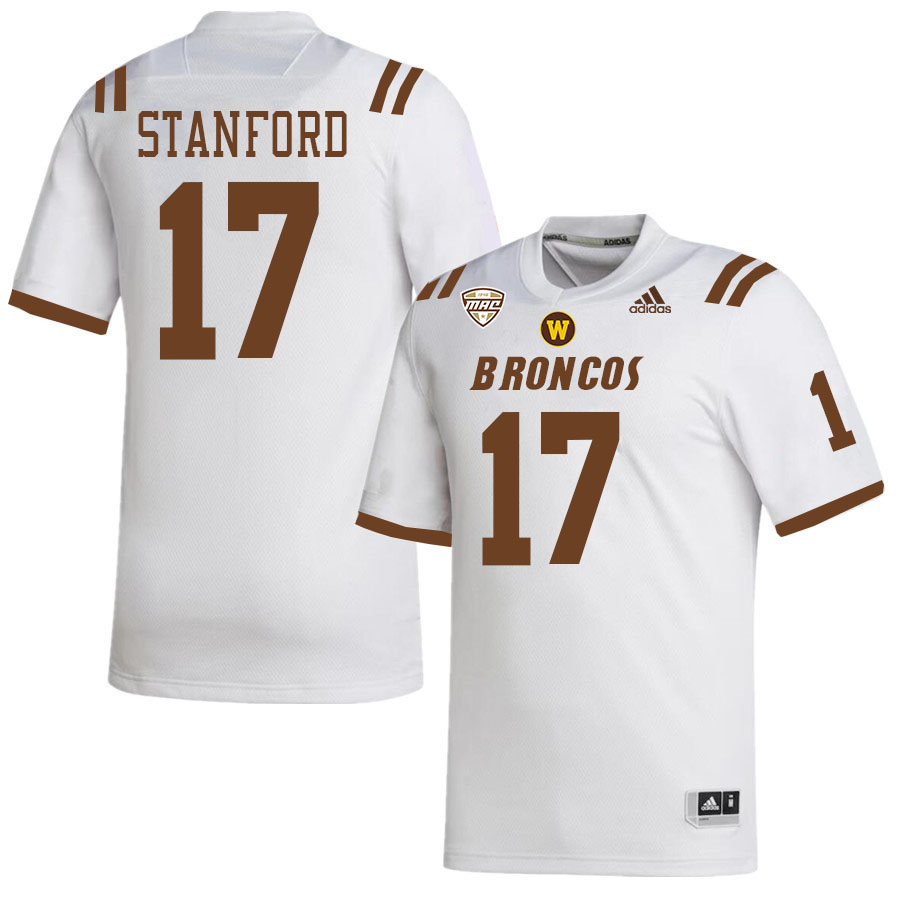 #17 La'Varis Stanford Western Michigan Broncos College Football Jerseys Stitched-White